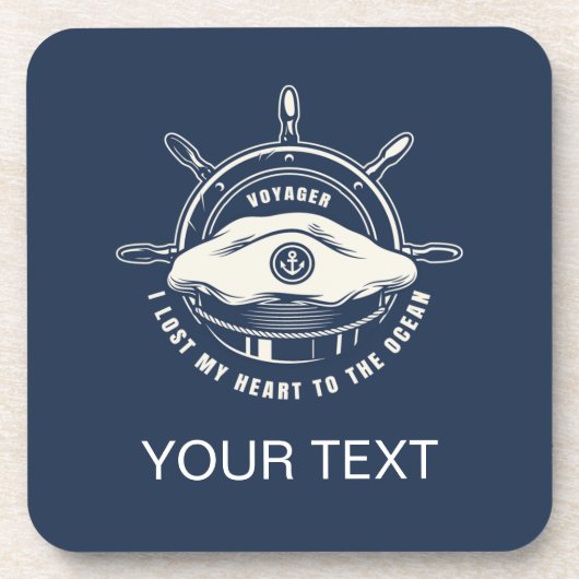 Nautic Theme Navy Blue Your Text Getränkeuntersetzer (Vorderseite)