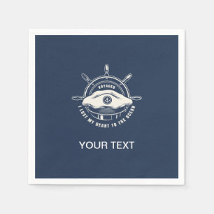 Nautic Theme Navy Blue Your Text Serviette