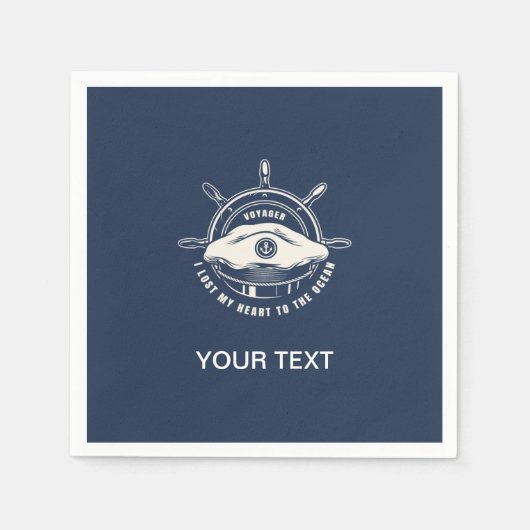 Nautic Theme Navy Blue Your Text Serviette (Vorderseite)