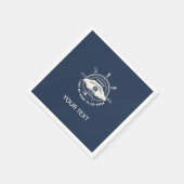 Nautic Theme Navy Blue Your Text Serviette (Ecke)