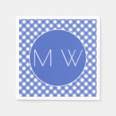 Nautic Theme - Navy Kariert Monogram Paper Napkins Serviette (Vorderseite)