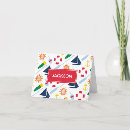 Nautic Theme Personalisiert Kids Danke Karte