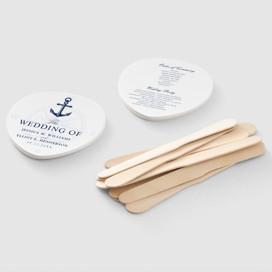 Nautic Theme Wedding Anchor Custom Navy Fächer (Non-assembled)
