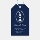 Nautic Theme Wedding Lighthouse Custom Navy Geschenkanhänger (Vorderseite)