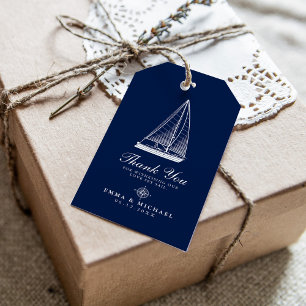 Nautic Theme Wedding Sailboat Custom Navy Geschenkanhänger