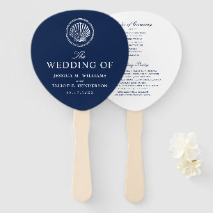 Nautic Theme Wedding Seashell Custom Navy Fächer