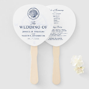 Nautic Theme Wedding Seashell Custom Navy Fächer