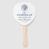 Nautic Theme Wedding Seashell Custom Navy Fächer (Vorderseite)