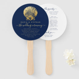 Nautic Theme Wedding Seashell Gold Navy Blue Fächer