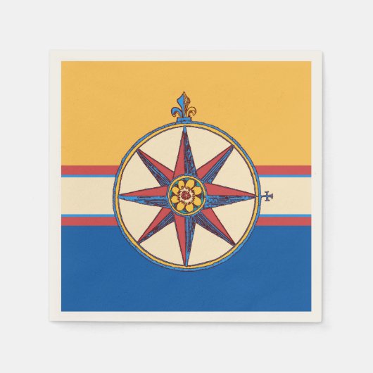Nautic Theme Windrose Compass Vintag Marina Serviette (Vorderseite)