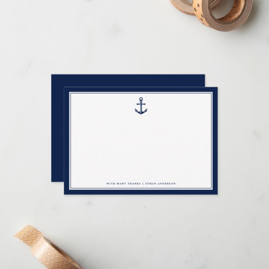 Nautic Themed | Anchor | Benutzerdefinierte Office Mitteilungskarte (Vorderseite/Rückseite Beispiel)