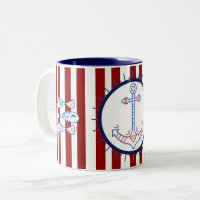 Nautic Themed Anchor Fish Sailing Blue Red White