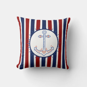 Nautic Themed Anchor Sailing Blue Red White Kissen