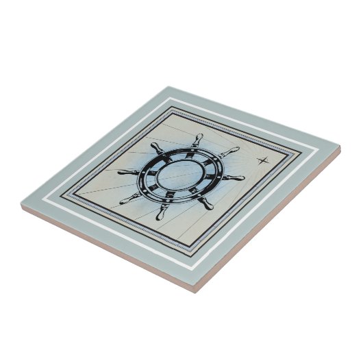 Nautic Themed Blue Keramik Tile Fliese (Seite)