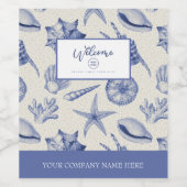Nautic Themed Blue Seashell Beverage Label Set Weinetikett (Einzelnes Label)