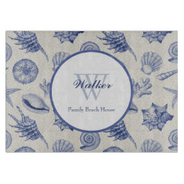 Nautic Themed Blue Seashell Custom Cutting Board Schneidebrett
