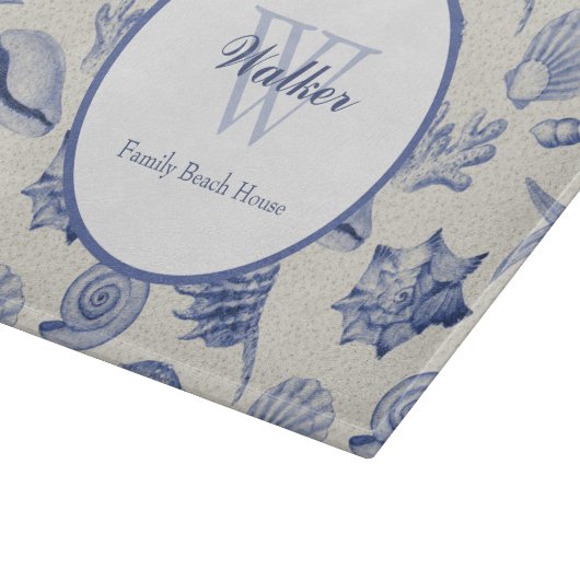 Nautic Themed Blue Seashell Custom Cutting Board Schneidebrett (Ecke)