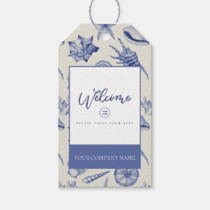 Nautic Themed Blue Seashell Custom Gift Tag Geschenkanhänger