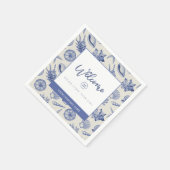 Nautic Themed Blue Seashell Custom Paper Napkins Serviette (Ecke)