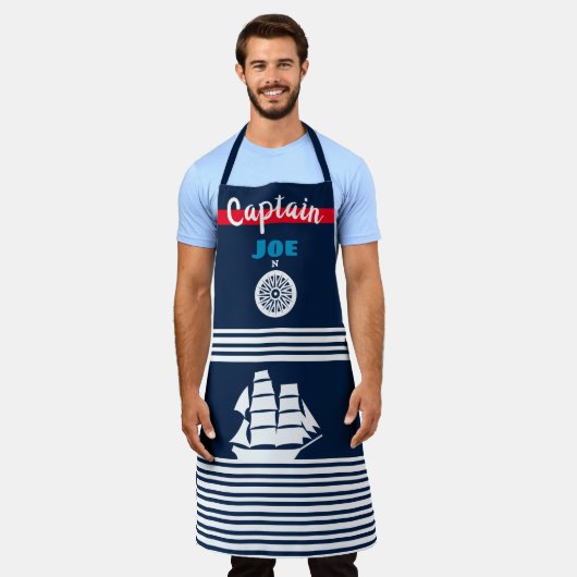 Nautic Themed Dark Blue Schürze (Getragen)