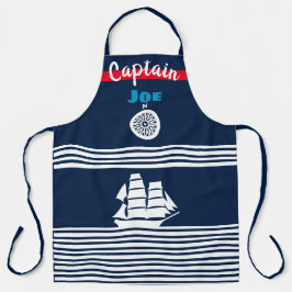 Nautic Themed Dark Blue Schürze