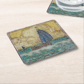Nautic Themed Motif Sailboat Vintage Kunst Rechteckiger Pappuntersetzer (angewinkelt)