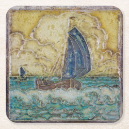 Nautic Themed Motif Sailboat Vintage Kunst Rechteckiger Pappuntersetzer