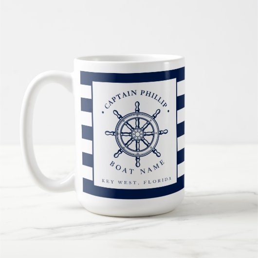Nautic Themed Sailboat Captain Kaffeetasse (Links)