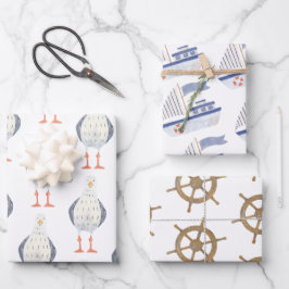 Nautic Themed Sailboat Geschenkpapier Set