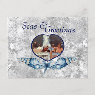 Nautic-themed Seas & Greetings Holiday Postcard Feiertagspostkarte