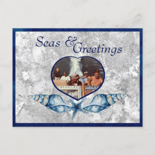 Nautic-themed Seas & Greetings Holiday Postcard Feiertagspostkarte