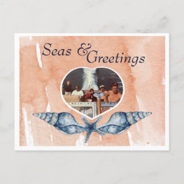 Nautic-themed Seas & Greetings Holiday Postcard Feiertagspostkarte