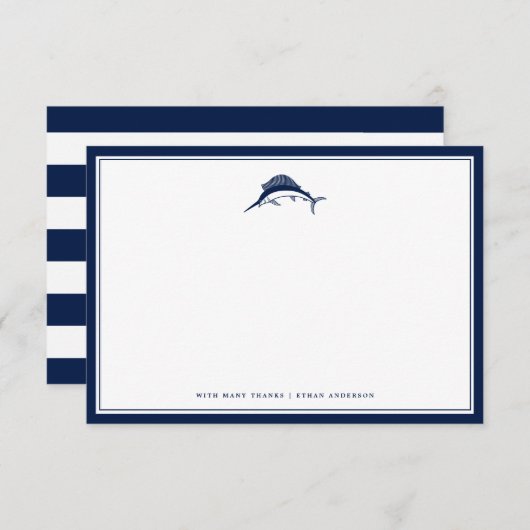 Nautic Themed | Swordfish Custom Office NoteCard Mitteilungskarte (Vorne/Hinten)