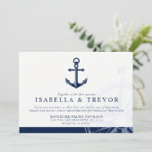 Nautic Themed | Vintage Ankerhochzeit Einladung (Stehend Vorderseite)