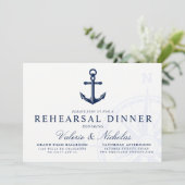 Nautic Themed | Vintages Abendessen mit Anker Prob Einladung (Stehend Vorderseite)