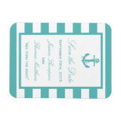 Nautic Turquoise Stripe Anker Save the Date Magnet (Horizontal)