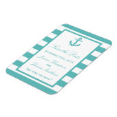 Nautic Turquoise Stripe Anker Save the Date Magnet (Linke Seite)