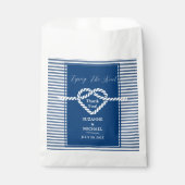 Nautic Tying Navy Blue Stripes Wedding Geschenktütchen (Vorderseite)