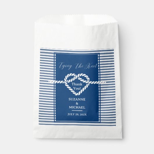 Nautic Tying Navy Blue Stripes Wedding Geschenktütchen (Vorderseite)