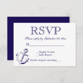 Nautic UAWG Navy Blue Anchor Wedding Party RSVP Karte (Vorne/Hinten)