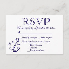 Nautic UAWG Navy Blue Anchor Wedding Party RSVP Karte