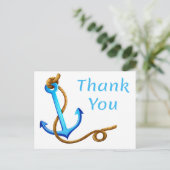 Nautic Vielen Dank, dass Sie Schiff Anchor Blue Tu Postkarte (Stehend Vorderseite)
