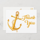 Nautic Vielen Dank Gold Anchor Wedding Beach Ocean Postkarte (Vorne/Hinten)