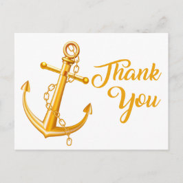 Nautic Vielen Dank Gold Anchor Wedding Beach Ocean Postkarte