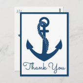 Nautic Vielen Dank Navy Anchor Wedding Beach Postkarte (Vorne/Hinten)