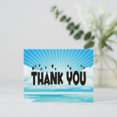 Nautic Vielen Dank Ocean Sunrise Blue & White Postkarte (Stehend Vorderseite)