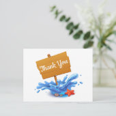 Nautic Vielen Dank Ocean Waves Blue Summer Wedding Postkarte (Stehend Vorderseite)