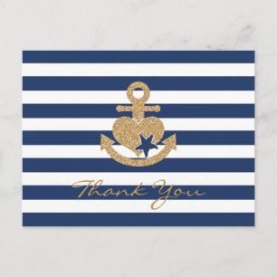 Nautic Vielen Dank Postcard Navy & Gold Postkarte