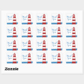 Nautic Vielen Dank Red Lighthouse Blue Ocean Quadratischer Aufkleber (Blatt)