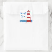 Nautic Vielen Dank Red Lighthouse Blue Ocean Quadratischer Aufkleber (Tasche)